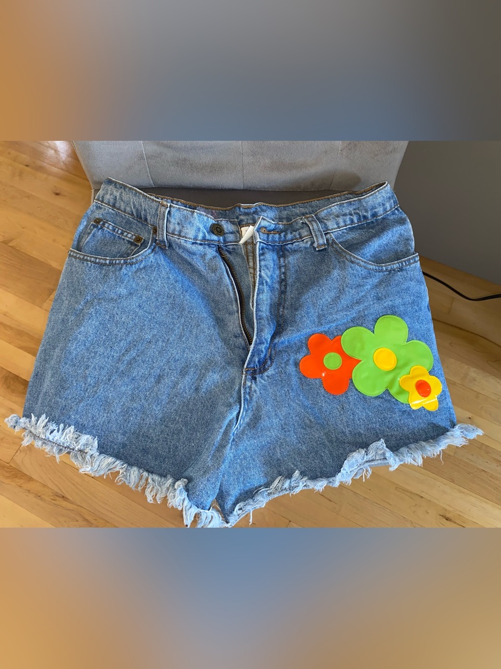 Denim 90s Flower Power High-Waist Women’s Shorts - Blue